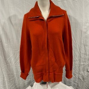 TSE orange full zip cashmere cardigan - L